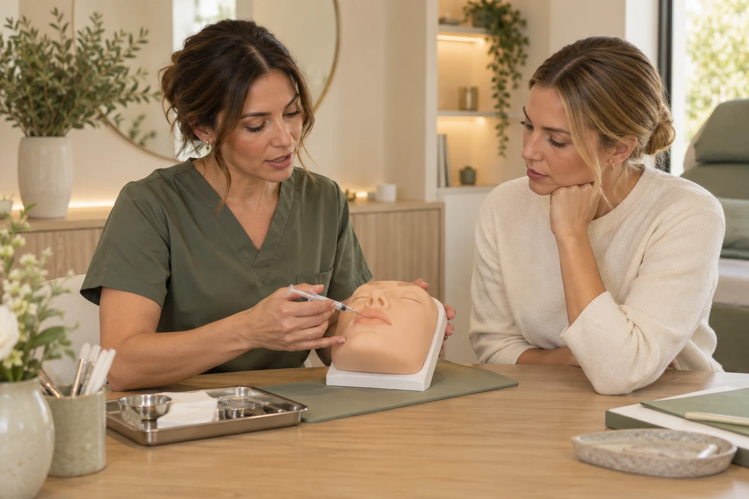 Illustrative filler training using a facial practice model